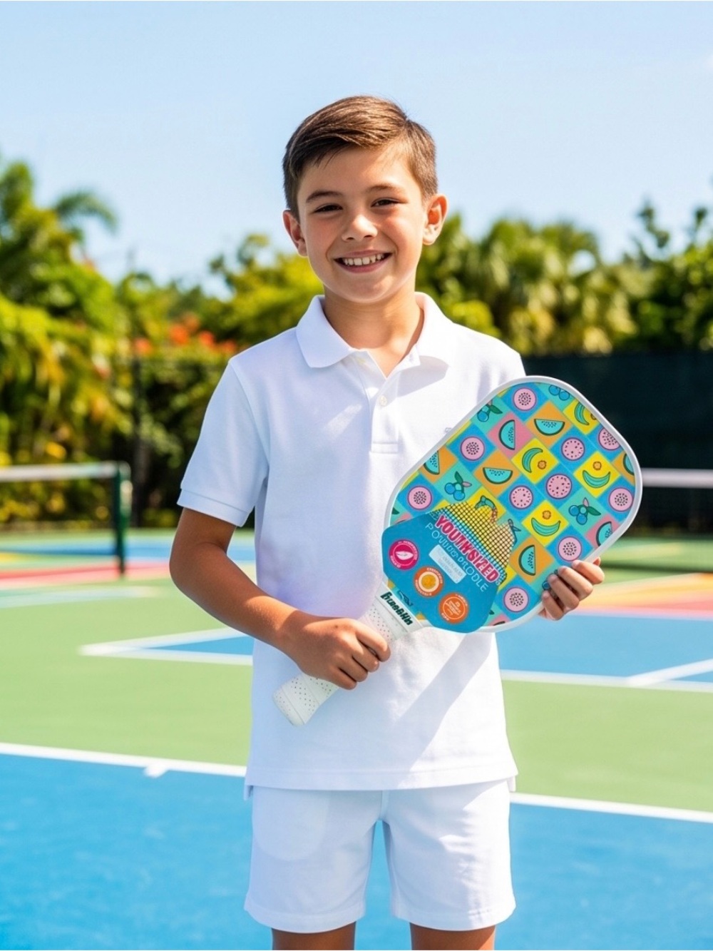NWT Franklin Sports Youth Pickleball Paddle Lightweight Fruit Pattern Junior